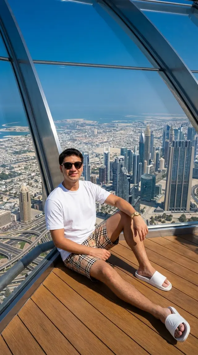 Misma persona en un mirador con vista a la ciudad, creada con un prompt de la biblioteca